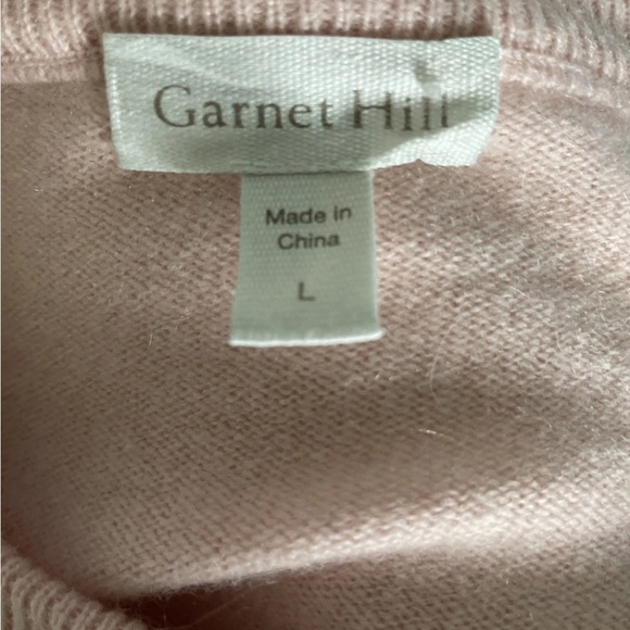 Garnet Hill 100% Cashmere Puff Sleeve Knit Sweater Boat Neck Size Large In Pink - Picture 6 of 8